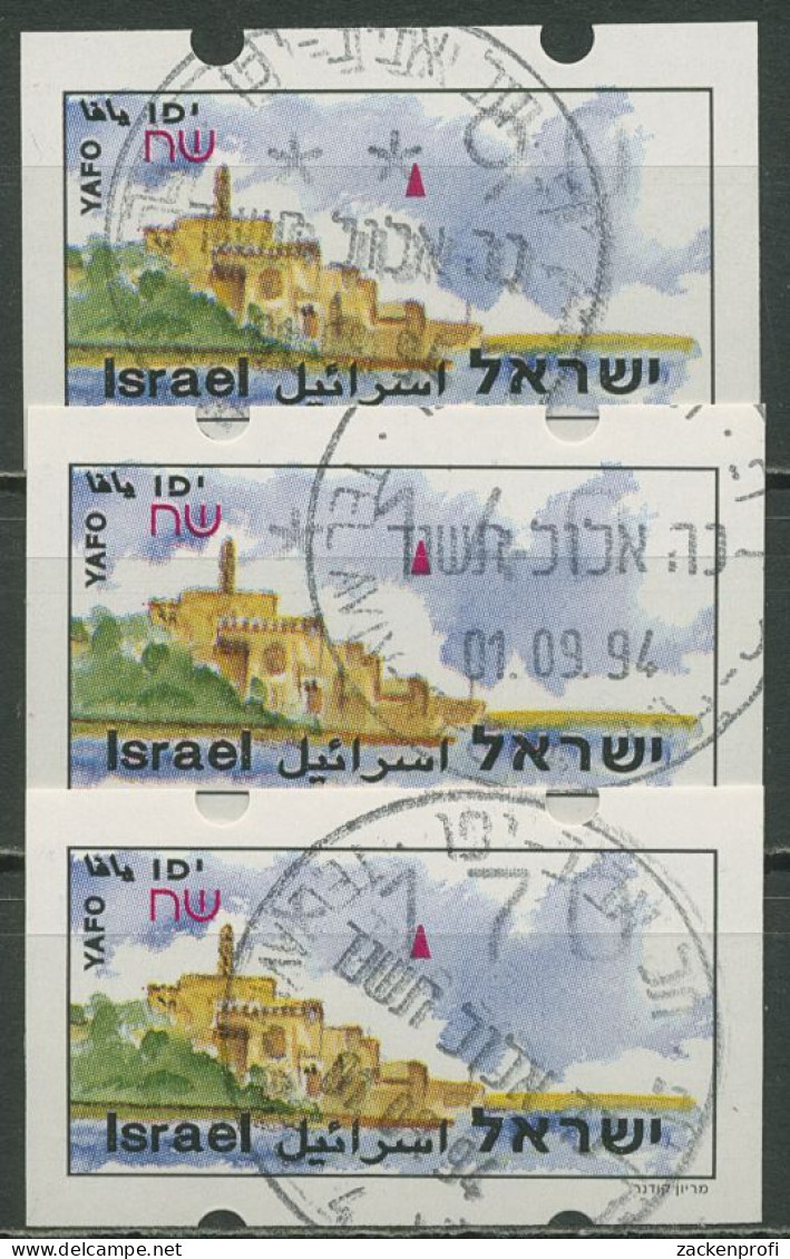 Israel ATM 1994 Jaffa Satz 3 Werte (ohne Phosphor) ATM 10.1 X S3 Gestempelt - Automatenmarken (Frama)