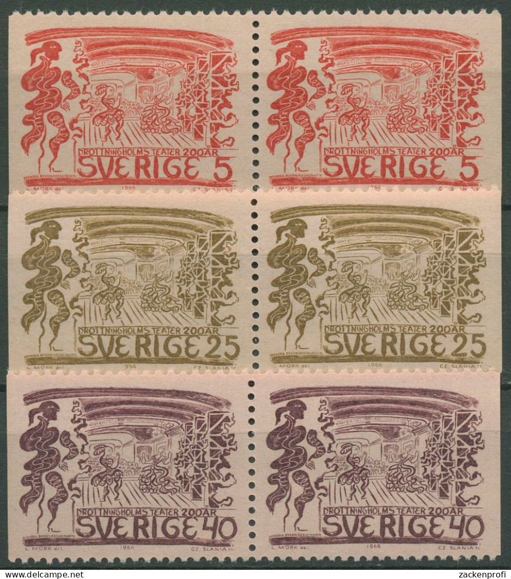 Schweden 1966 Schlosstheater Drottningholm 555/57 Dl/Dr Paare Postfrisch - Unused Stamps