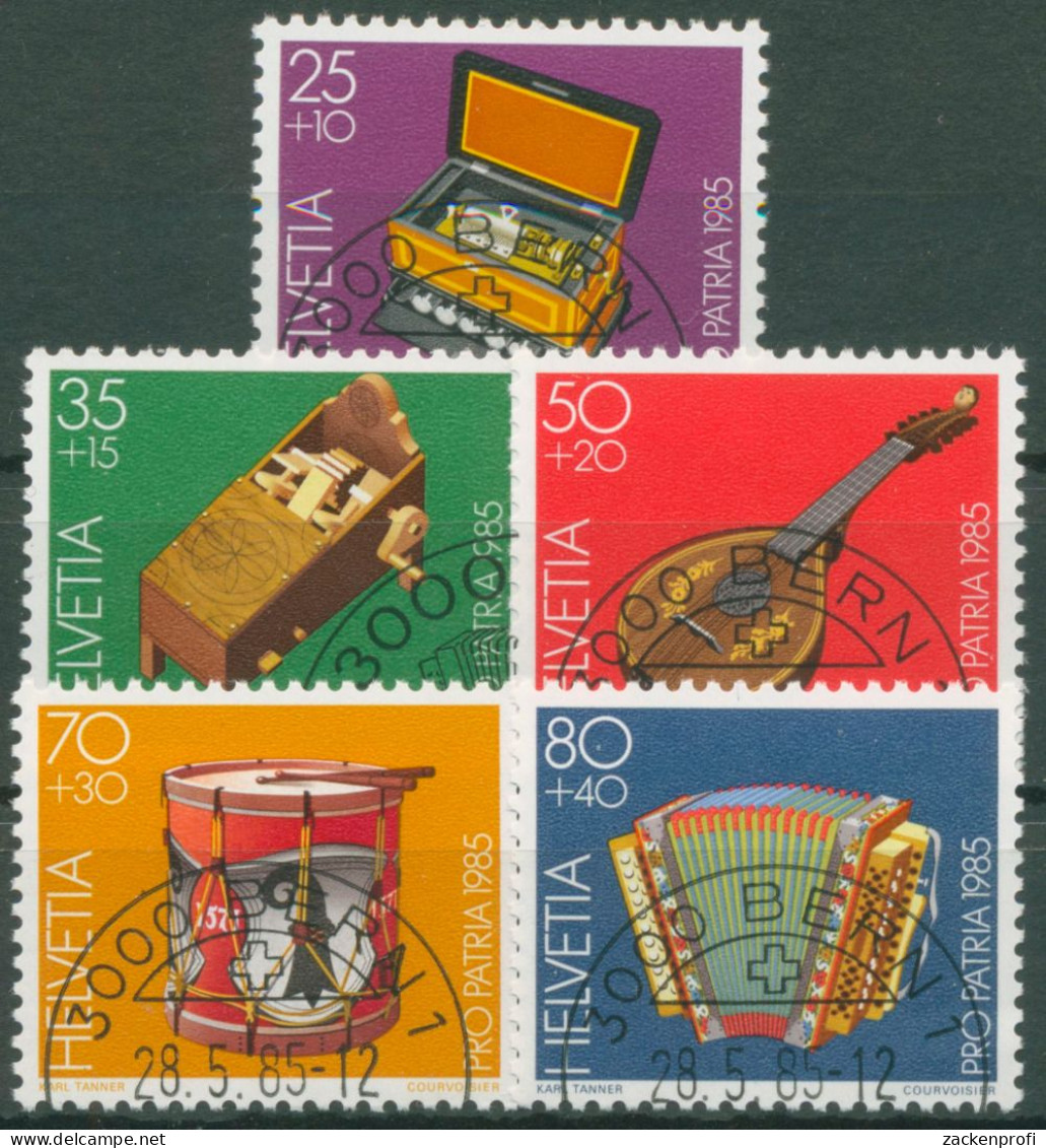 Schweiz 1985 Pro Patria Museumsschätze Musikinstrumente 1296/00 Gestempelt - Oblitérés