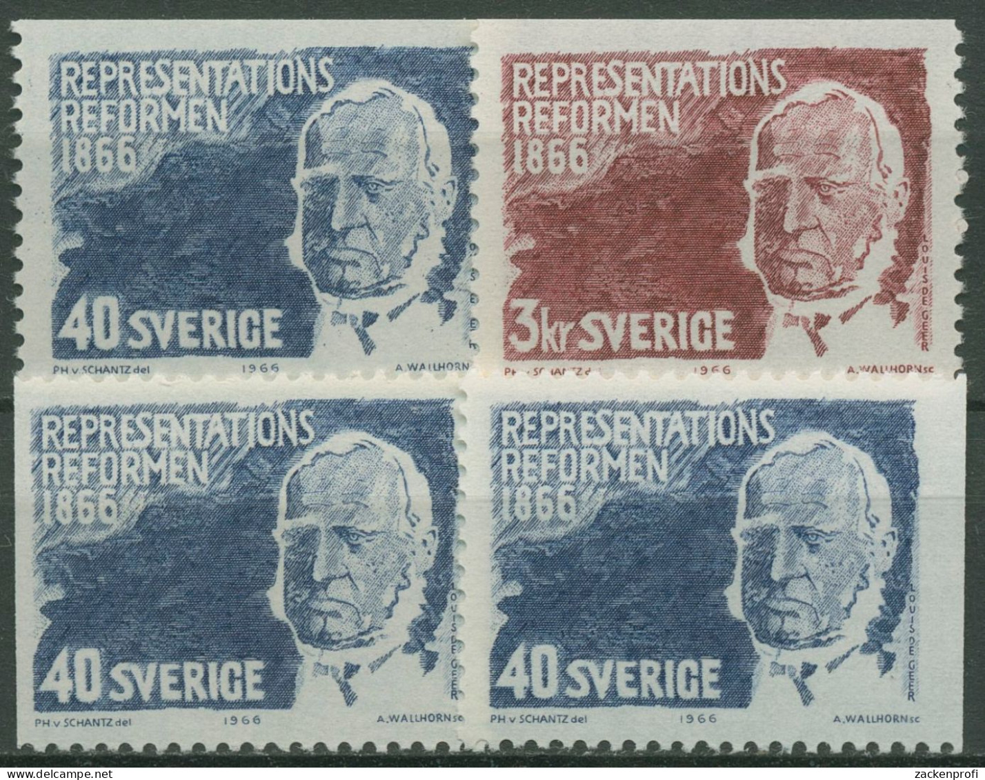 Schweden 1966 Verfassungsreform Louis De Geer 553/54 Postfrisch - Unused Stamps