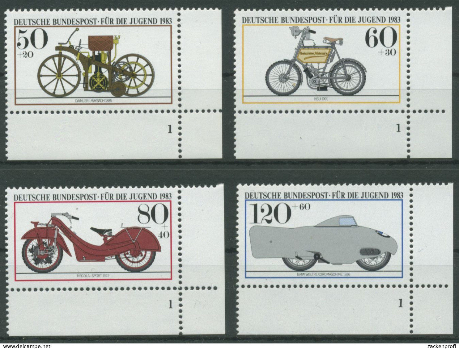 Bund 1983 Jugend Motorräder Formnummer 1168/71 Ecke 4 FN 1 Postfrisch (E1133) - Nuevos