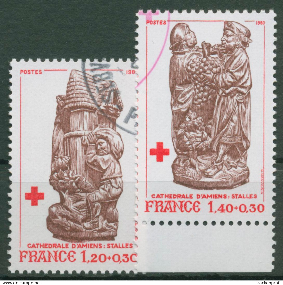 Frankreich 1980 Rotes Kreuz Amiens Skulpturen 2231/32 C Gestempelt - Gebraucht