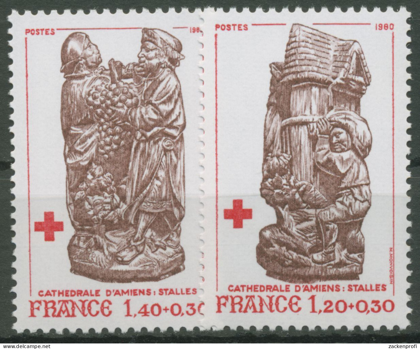 Frankreich 1980 Rotes Kreuz Amiens Skulpturen 2231/32 C Postfrisch - Unused Stamps