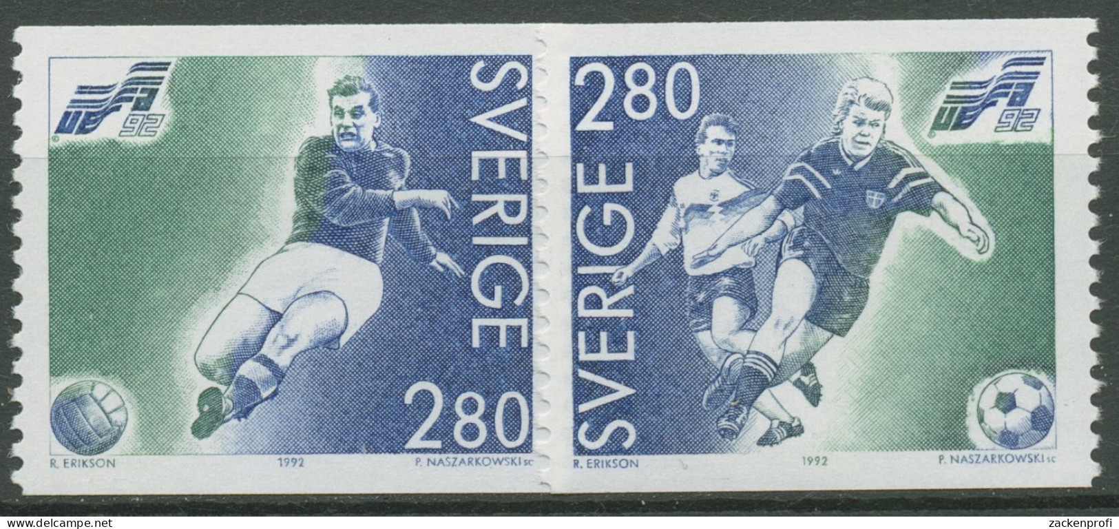 Schweden 1992 Fußball-EM Lothar Matthäus Tomas Brolin 1712/13 Postfrisch - Unused Stamps