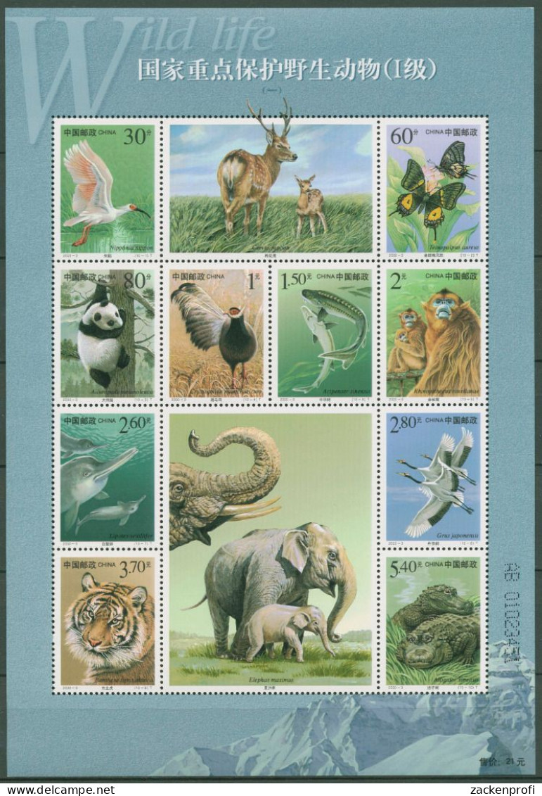 China 2000 Geschützte Tiere Elefant Panda Tiger 3115/24 K Postfrisch (SG8296) - Hojas Bloque