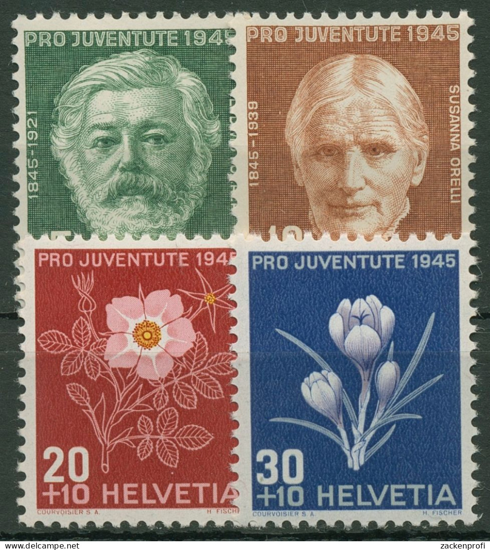 Schweiz 1945 Pro Juventute Persönlichkeiten U. Alpenblumen III 465/68 Postfrisch - Unused Stamps