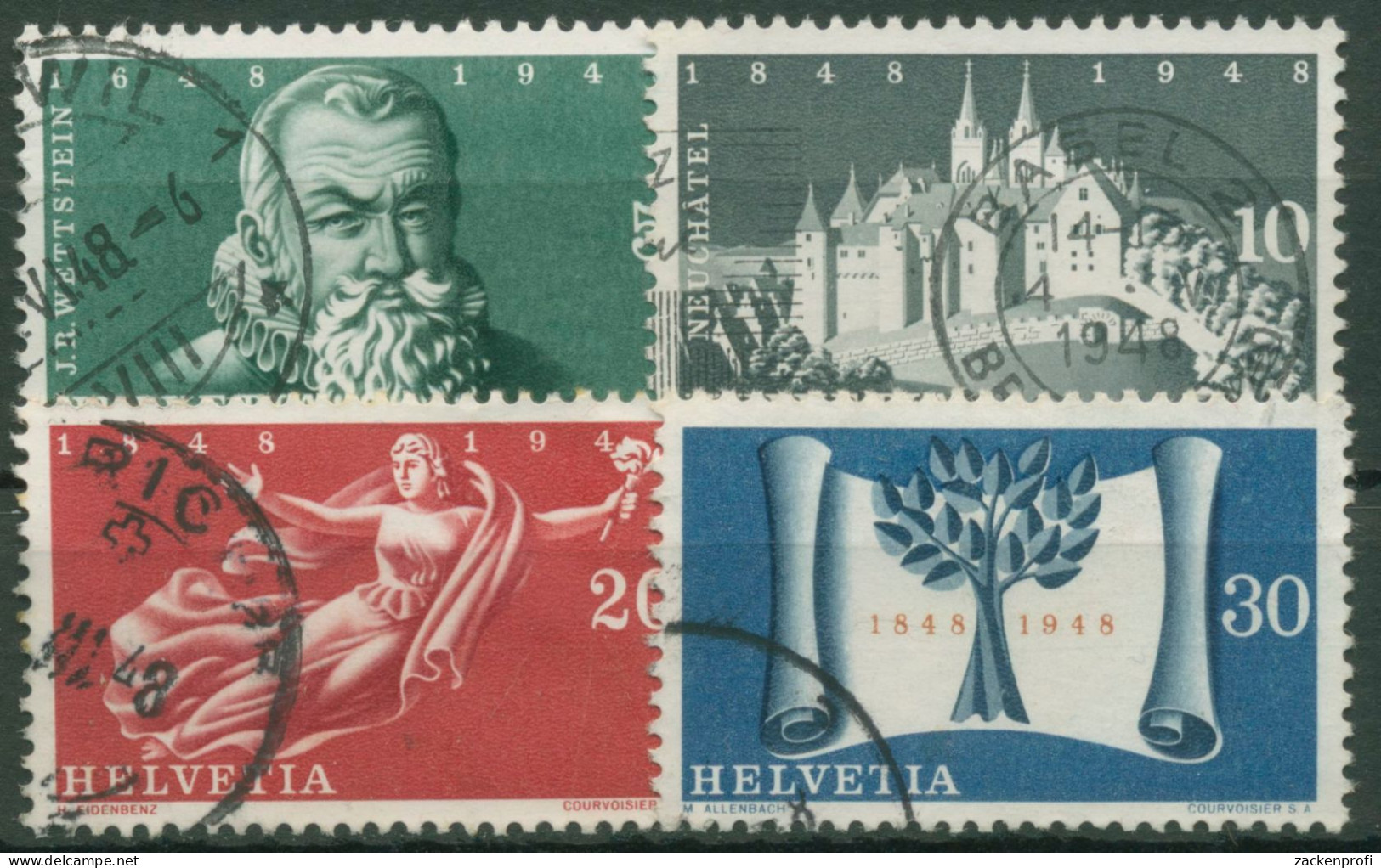 Schweiz 1948 Unabhängigkeit Schloss Neuenburg Helvetia 496/99 Gestempelt - Used Stamps