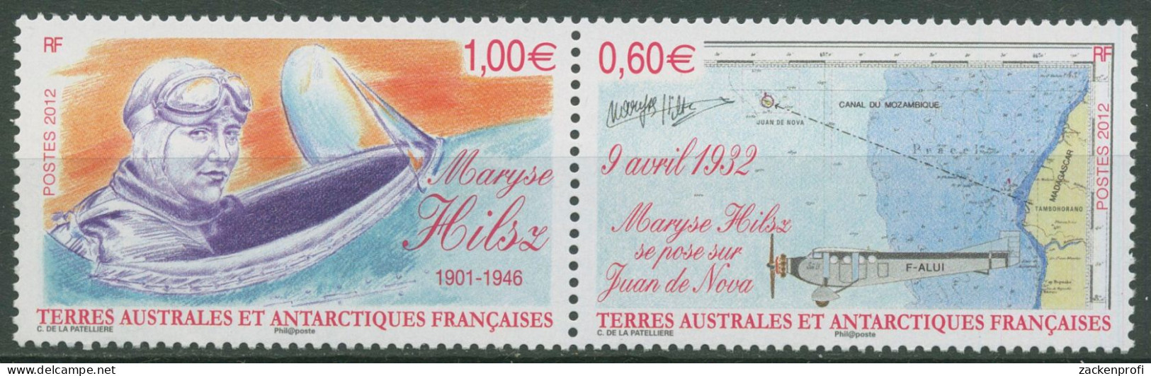 Franz. Antarktis 2012 Flugzeug Landung Von Maryse Hilsz 791/92 ZD Postfrisch - Unused Stamps