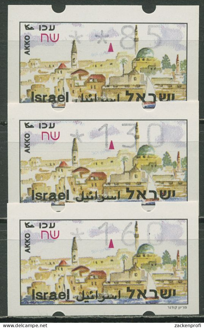 Israel ATM 1994 Akko Satz 3 Werte (ohne Phosphor) ATM 8.1 X S1 Postfrisch - Franking Labels