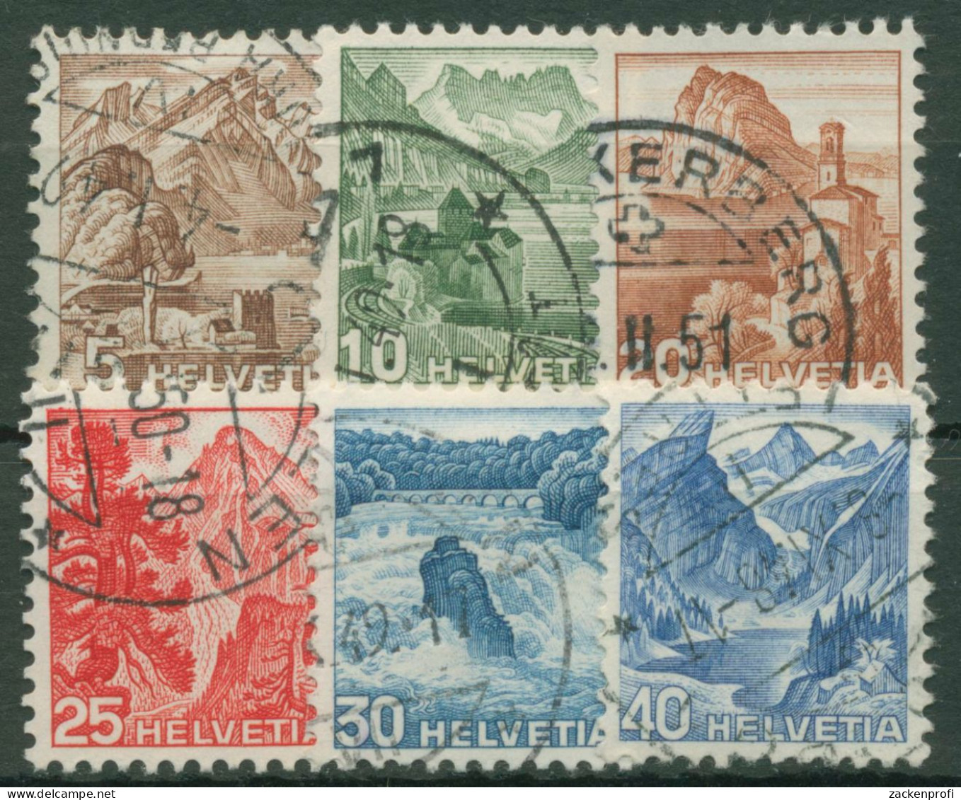 Schweiz 1948 Landschaften Sehenswürdigkeiten Bauwerke 500/05 Gestempelt - Usati