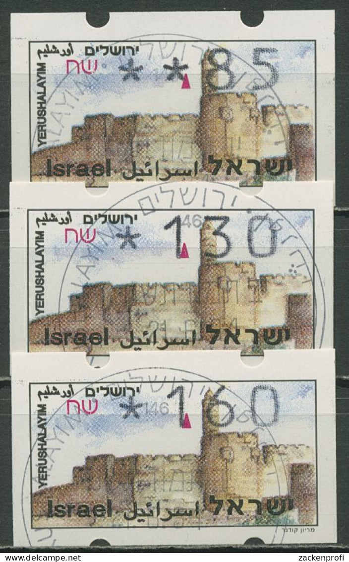 Israel ATM 1994 Jerusalem Satz 3 Werte (ohne Phosphor) ATM 12.1 X S1 Gestempelt - Vignettes D'affranchissement (Frama)