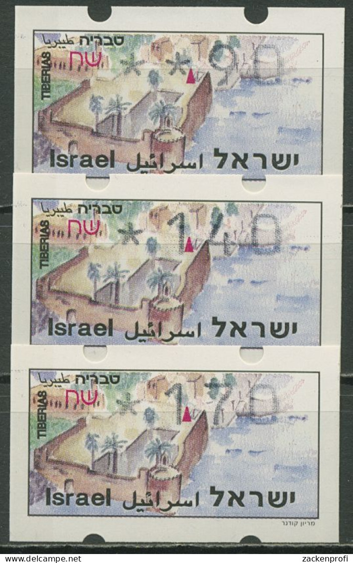 Israel ATM 1994 Tiberias Satz 3 Werte (mit Phosphor) ATM 9.1 Y S3 Postfrisch - Affrancature Meccaniche/Frama