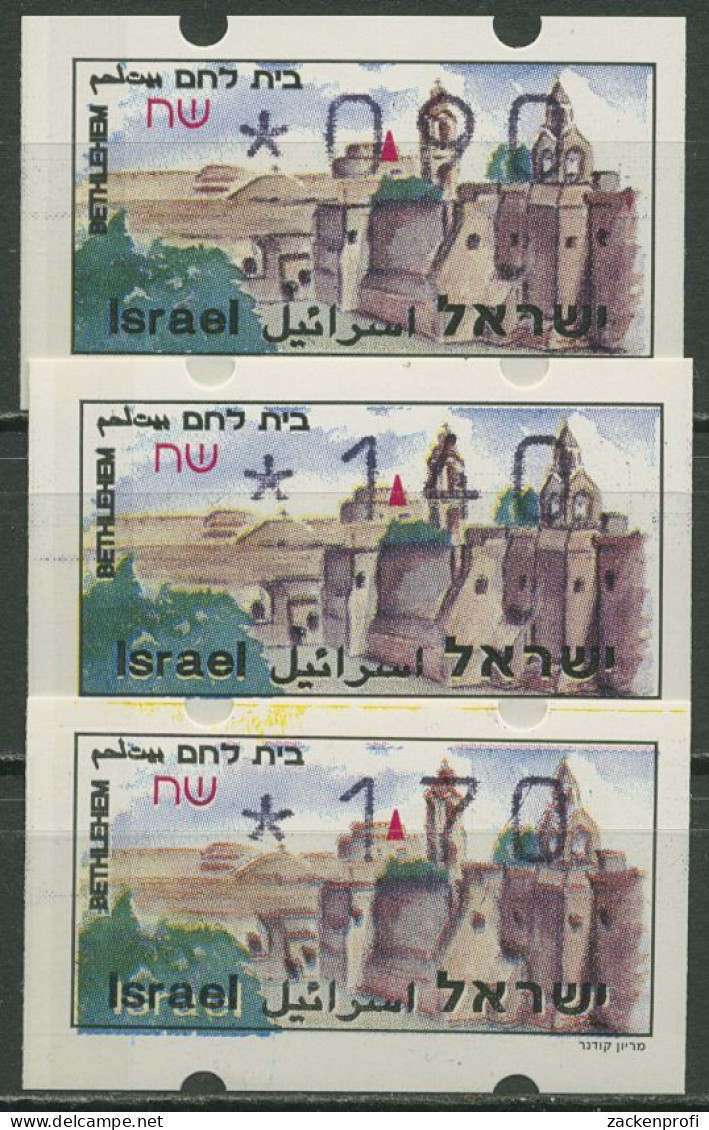 Israel ATM 1994 Bethlehem Satz 3 Werte (mit Phosphor) ATM 11.2 Y S3 Postfrisch - Automatenmarken (Frama)