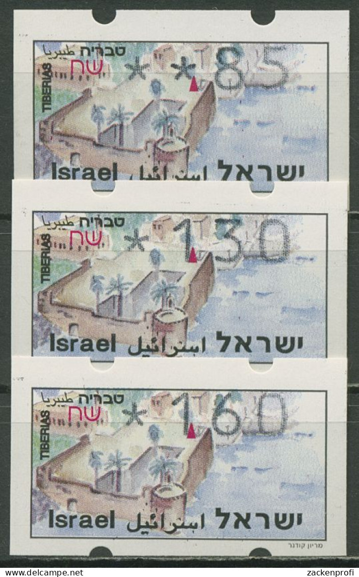 Israel ATM 1994 Tiberias Satz 3 Werte (ohne Phosphor) ATM 9.1 X S1 Postfrisch - Automatenmarken (Frama)