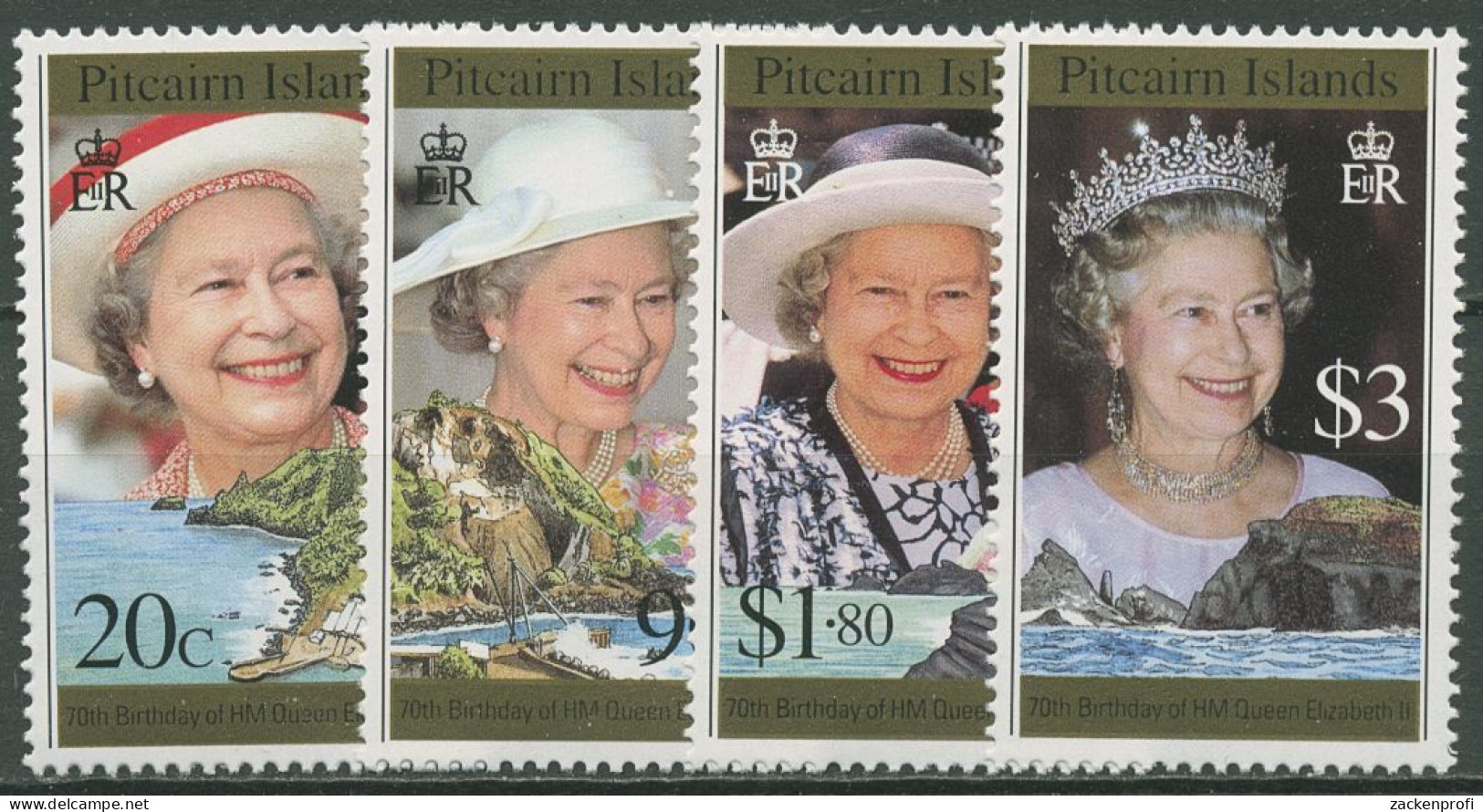 Pitcairn 1996 70. Geburtstag Königin Elisabeth II. 475/78 Postfrisch - Pitcairn