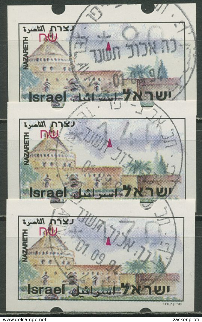 Israel ATM 1994 Nazareth Satz 3 Werte (ohne Phosphor) ATM 13.1 X S3 Gestempelt - Franking Labels