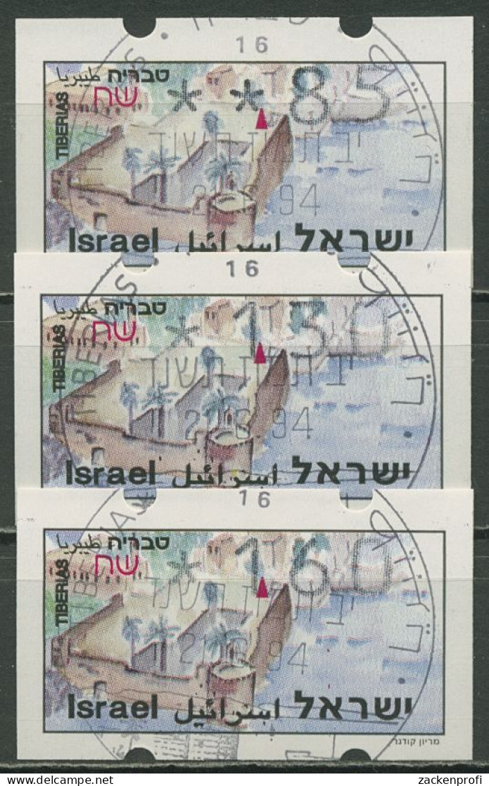 Israel ATM 1994 Tiberias Satz 3 Werte (ohne Phosphor) ATM 9.1 X S1 Gestempelt - Frankeervignetten (Frama)