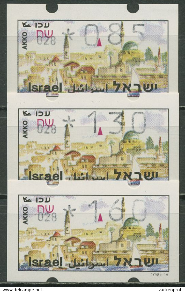 Israel ATM 1994 Akko Automat 028, Satz 3 Werte, ATM 14.4 X S1 Postfrisch - Vignettes D'affranchissement (Frama)