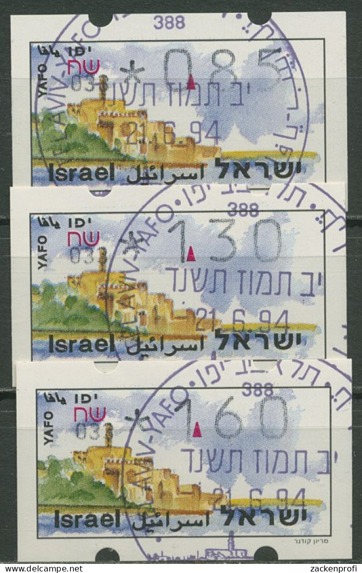 Israel ATM 1994 Jaffa Automat 033, Satz 3 Werte, ATM 16.2 X S1 Gestempelt - Frankeervignetten (Frama)