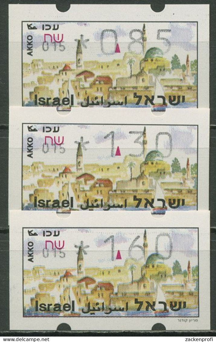 Israel ATM 1994 Akko Automat 015, Satz 3 Werte, ATM 14.2 X S1 Postfrisch - Automatenmarken (Frama)
