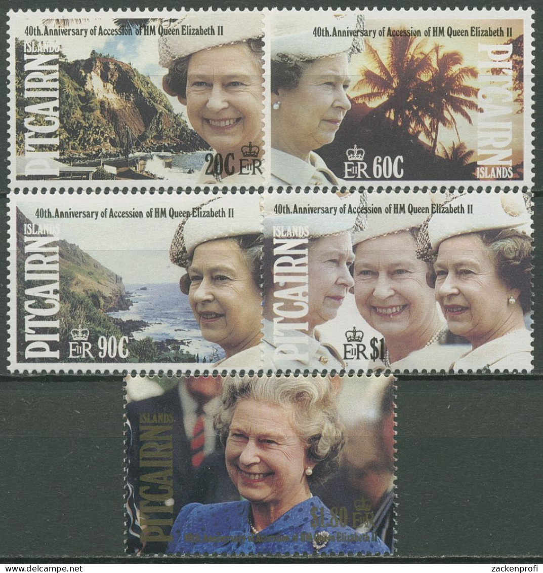 Pitcairn 1992 40 Jahre Thronbesteigung Königin Elisabeth II. 391/95 Postfrisch - Pitcairninsel