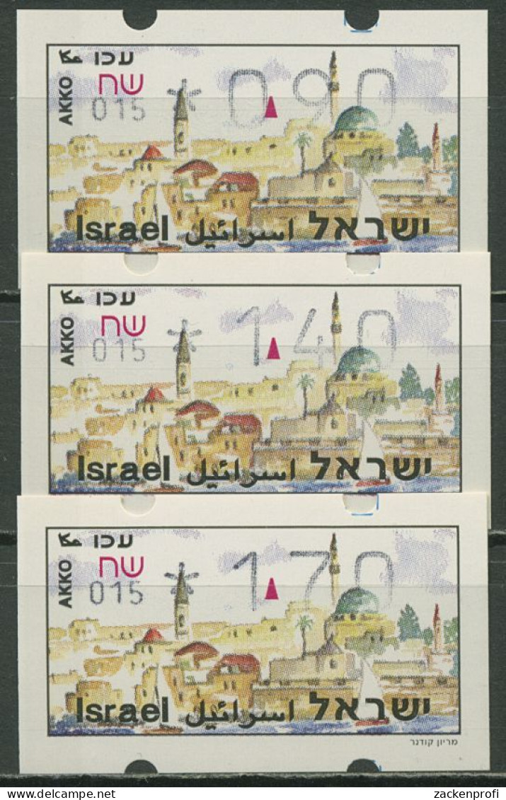 Israel ATM 1994 Akko, Nr. 015, 3 Werte Mit Phosphor ATM 14.2 Y S2 Postfrisch - Vignettes D'affranchissement (Frama)