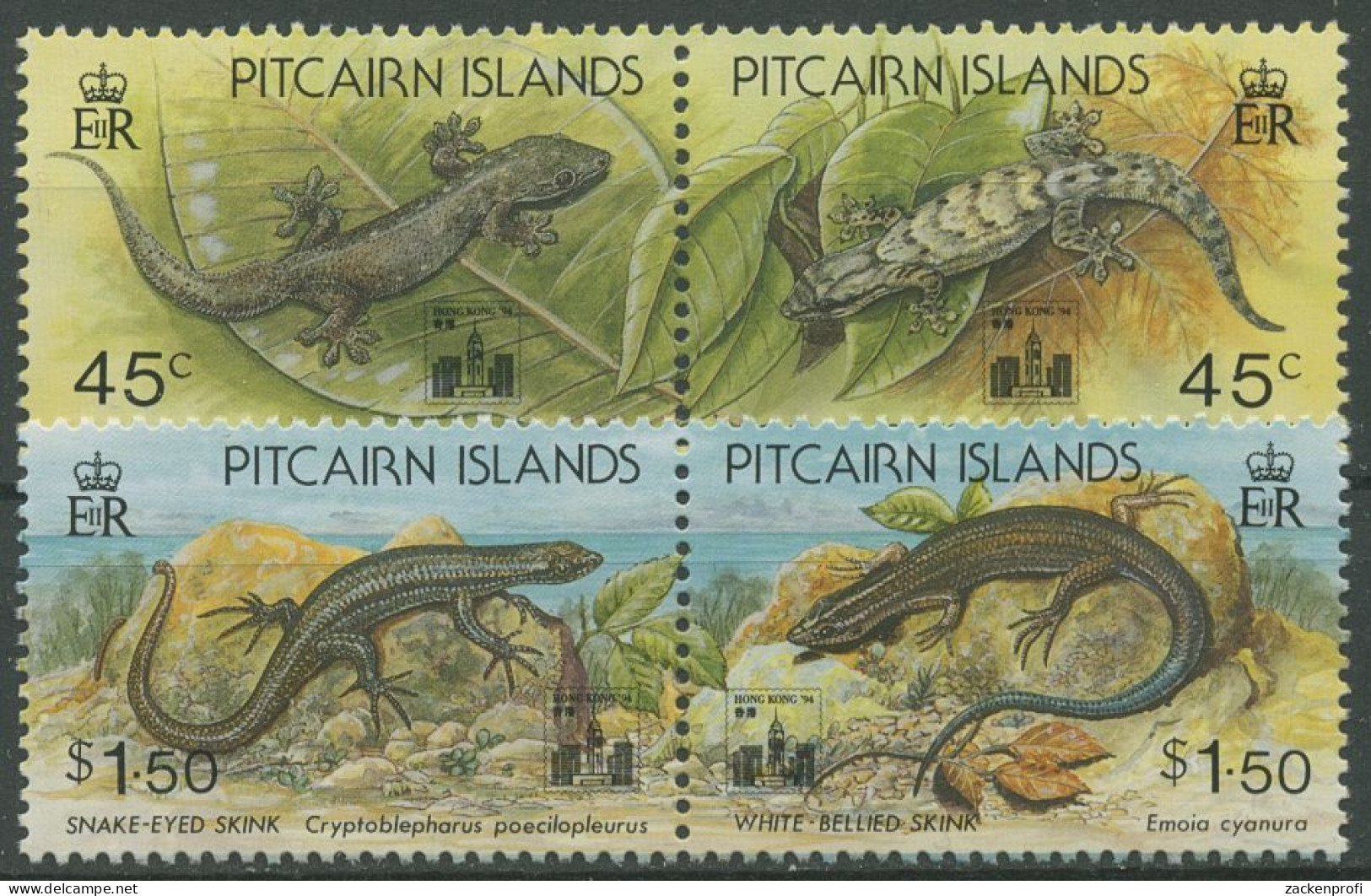 Pitcairn 1994 HONG KONG Reptilien Echsen 424/27 ZD Postfrisch - Pitcairninsel