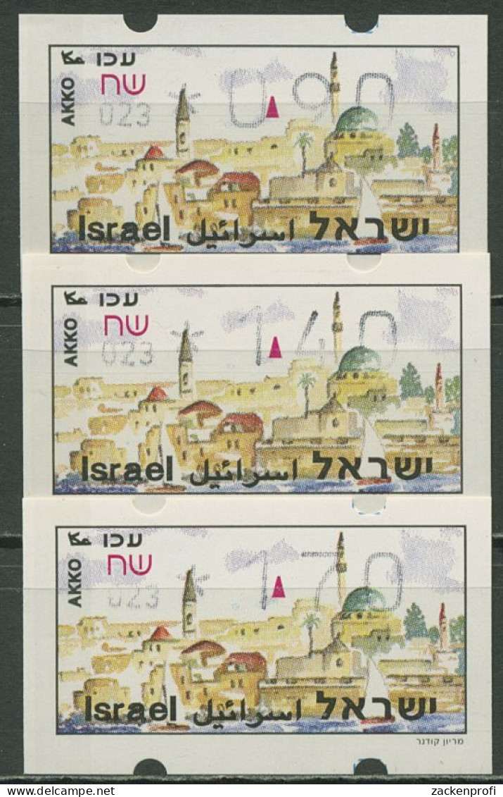 Israel ATM 1994 Akko, Nr. 023, 3 Werte Mit Phosphor ATM 14.3 Y S2 Postfrisch - Frankeervignetten (Frama)
