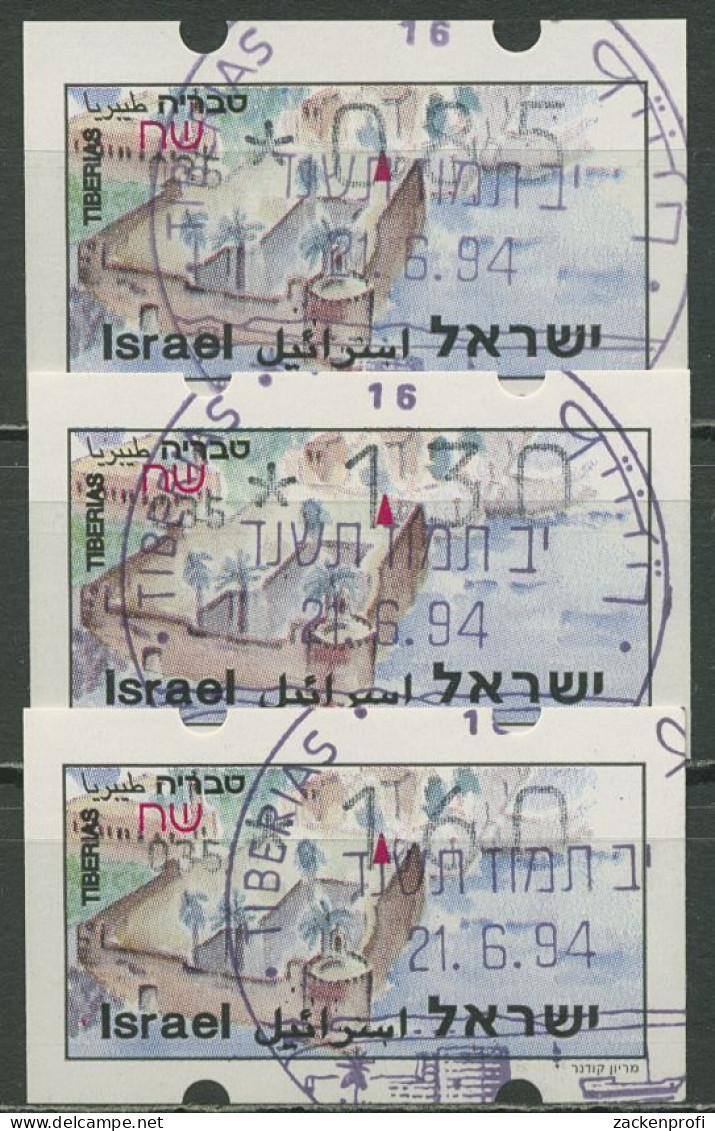 Israel ATM 1994 Tiberias Automat 035, Satz 3 Werte, ATM 15.2 X S1 Gestempelt - Vignettes D'affranchissement (Frama)