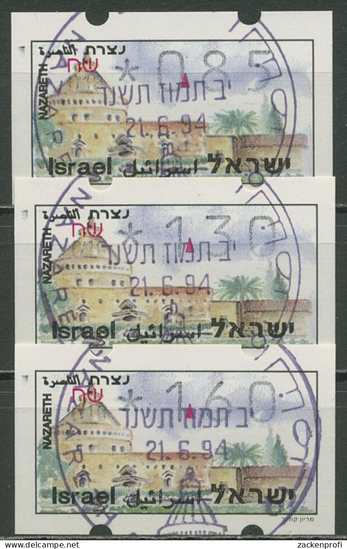 Israel ATM 1994 Nazareth Automat 018, Satz 3 Werte, ATM 19.1 X S1 Gestempelt - Automatenmarken (Frama)