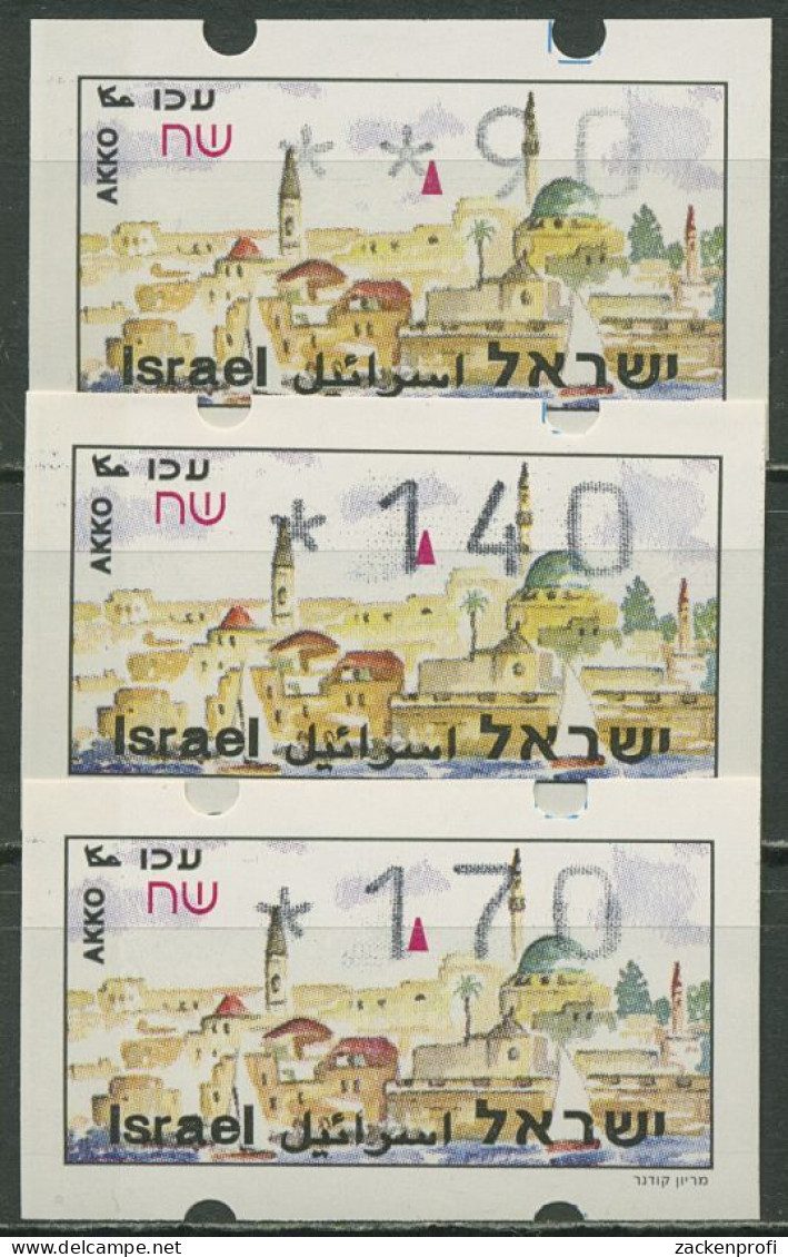 Israel ATM 1994 Akko Satz 3 Werte (mit Phosphor) ATM 8.1 Y S3 Postfrisch - Affrancature Meccaniche/Frama