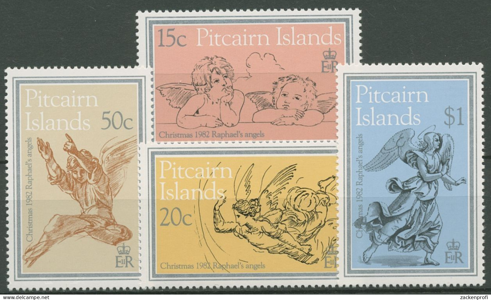 Pitcairn 1982 Weihnachten Engel Zeichnungen Von Raffael 222/25 Postfrisch - Islas De Pitcairn