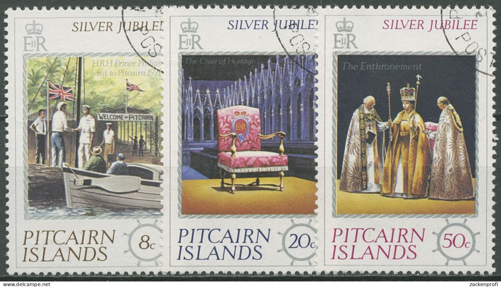 Pitcairn 1977 25. Regierungsjubiläum Königin Elisabeth II. 160/62 Gestempelt - Pitcairneilanden