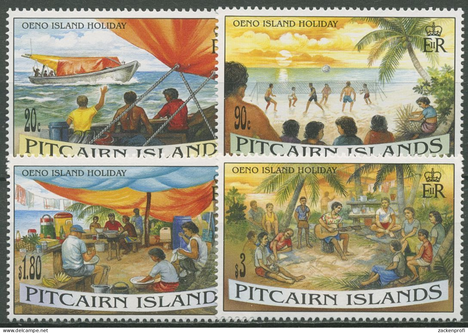 Pitcairn 1995 Freizeit Auf Der Insel Oeno Picknick Singen 456/59 Postfrisch - Pitcairn Islands