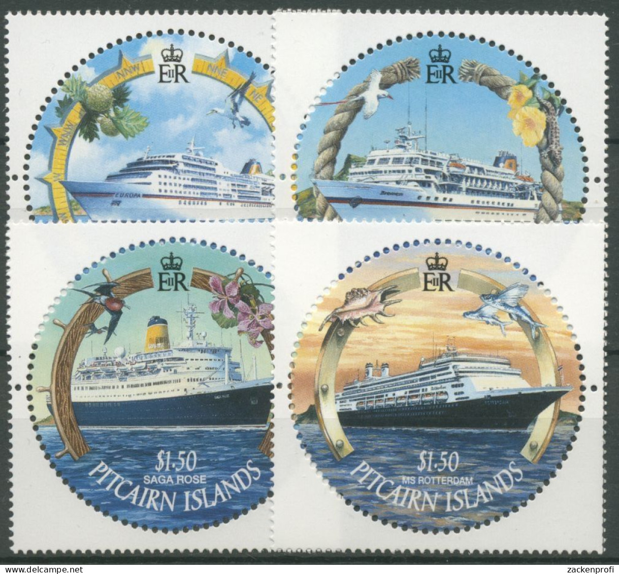 Pitcairn 2001 Kreuzfahrtschiffe Bremen Europa 576/79 Postfrisch - Pitcairn