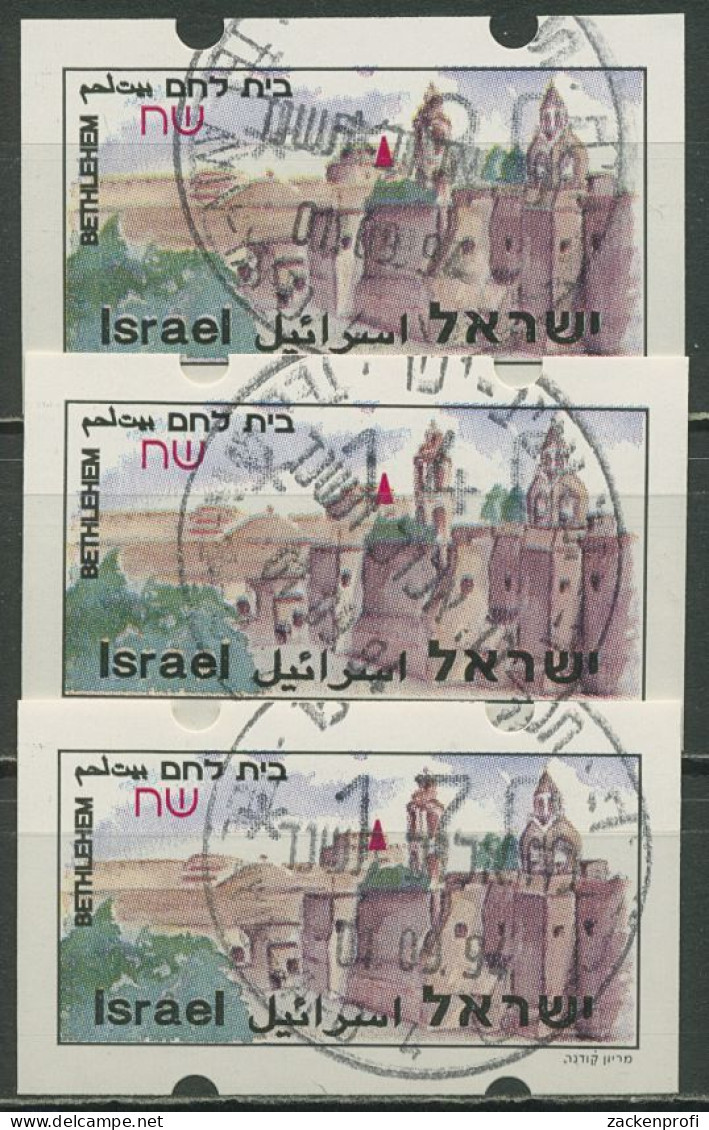 Israel ATM 1994 Bethlehem Satz 3 Werte (ohne Phosphor) ATM 11.1 X S3 Gestempelt - Vignettes D'affranchissement (Frama)