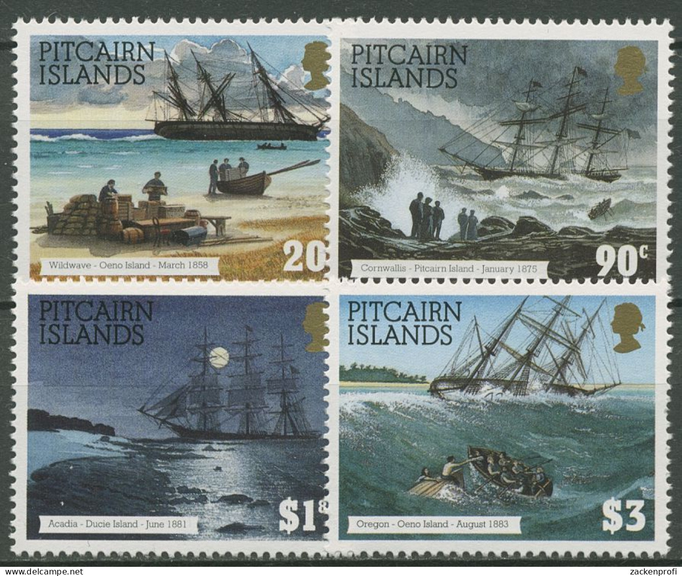 Pitcairn 1994 Segelschiffswracks 432/35 Postfrisch - Pitcairneilanden