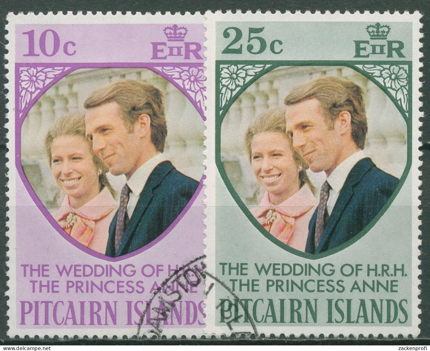 Pitcairn 1973 Hochzeit Von Prinzessin Anne Und Mark Phillips 135/36 Gestempelt - Pitcairn