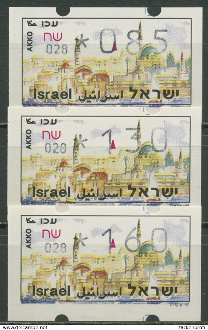 Israel ATM 1994 Akko, Nr. 028, 3 Werte Mit Phosphor ATM 14.4 Y S1 Postfrisch - Vignettes D'affranchissement (Frama)