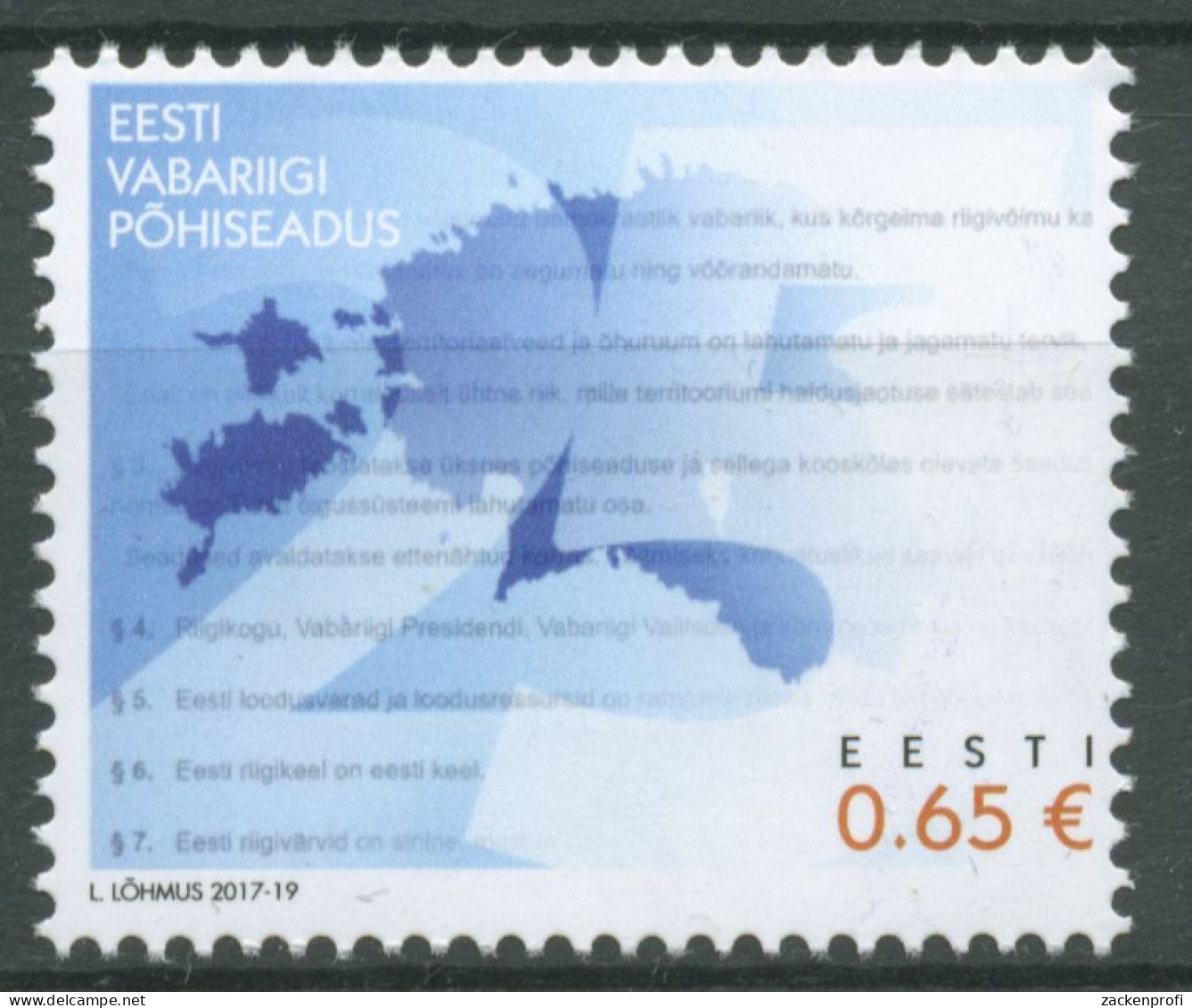 Estland 2017 25 Jahre Verfassung Umrisskarte 896 Postfrisch - Estonia