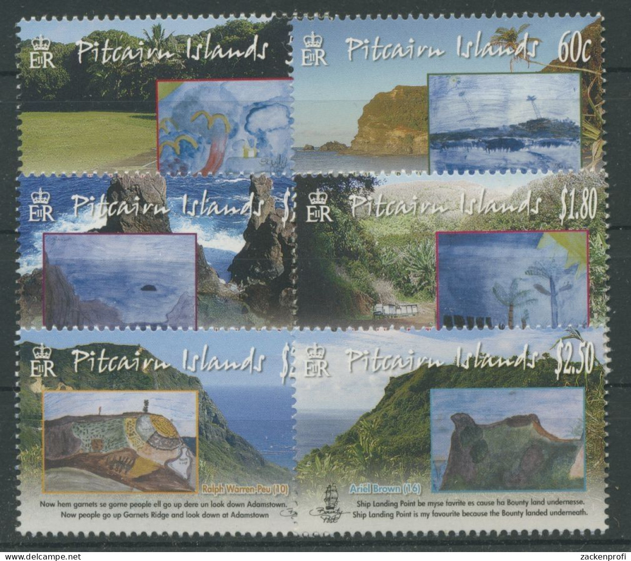 Pitcairn 2010 Landschaften Und Kinderzeichnungen 795/00 Postfrisch - Pitcairninsel