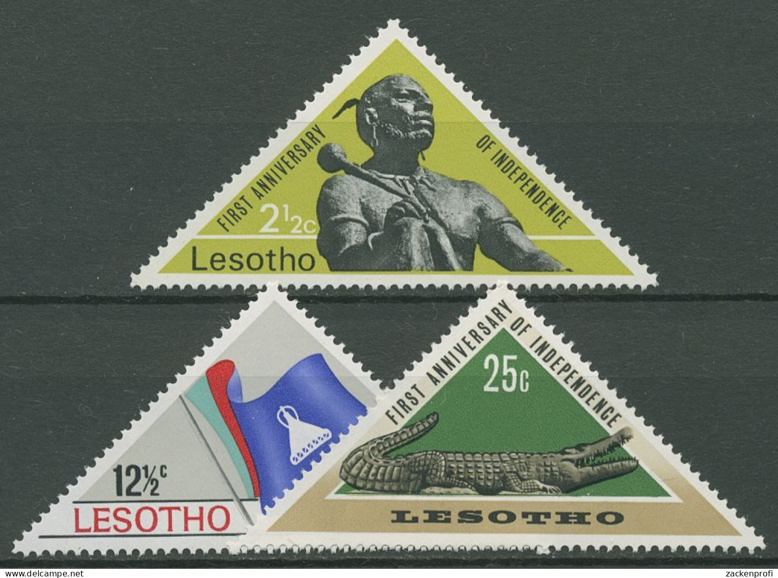 Lesotho 1967 1 Jahr Unabhängigkeit Flagge Nilkrokodil 41/43 Postfrisch - Lesotho (1966-...)