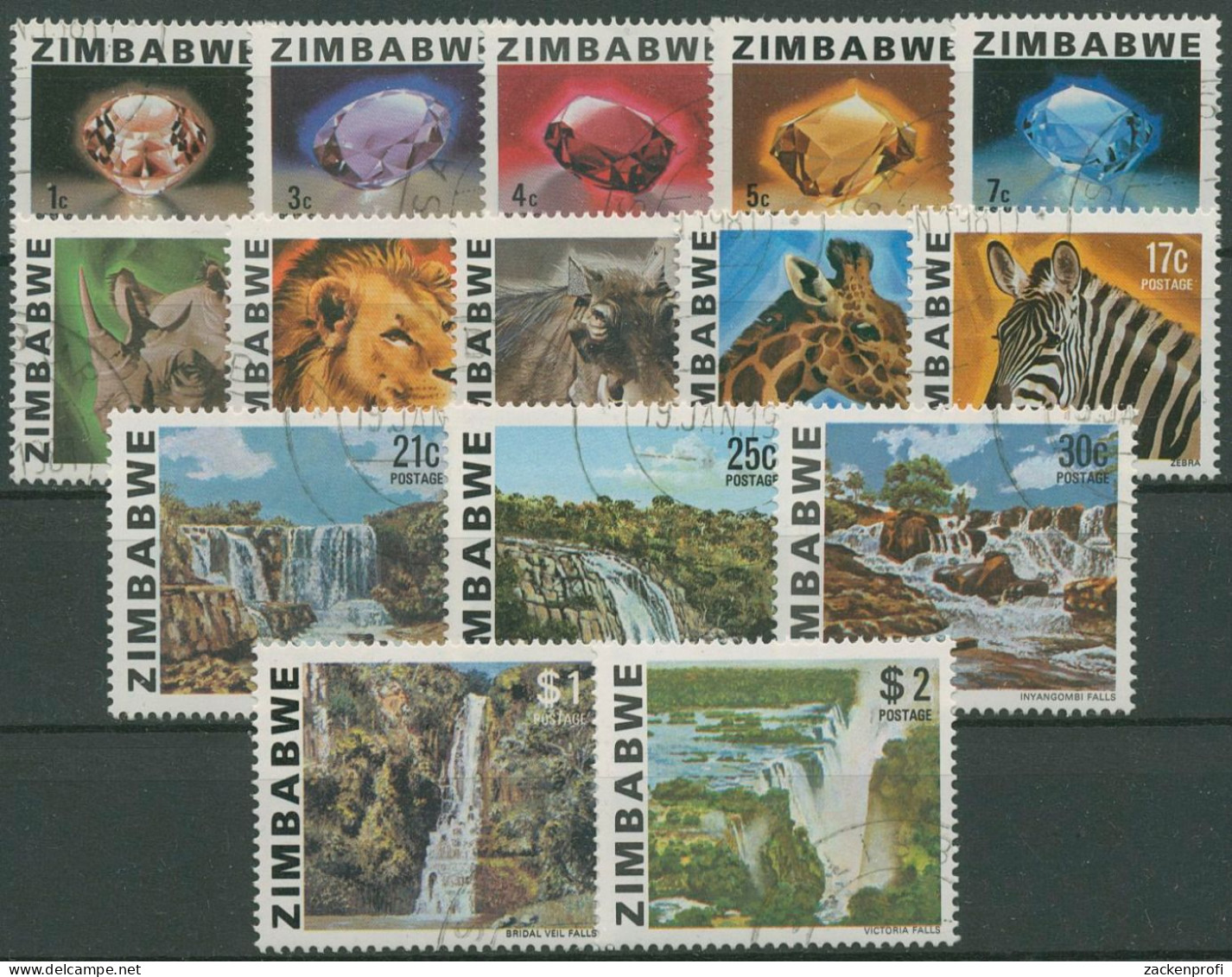 Simbabwe 1980 Edelsteine Tiere Wasserfälle 227/41 Gestempelt - Zimbabwe (1980-...)
