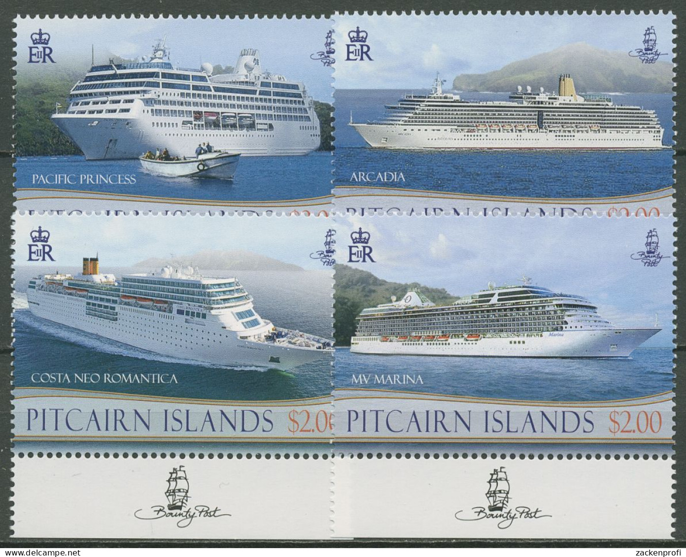 Pitcairn 2013 Kreuzfahrtschiffe 876/79 Postfrisch - Pitcairninsel