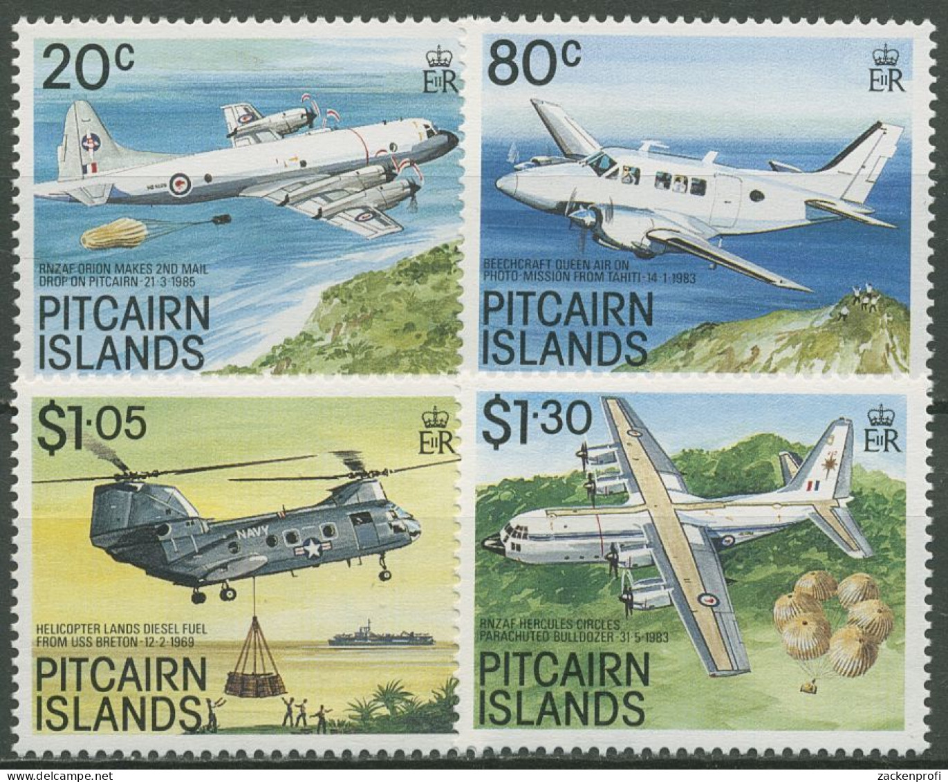 Pitcairn 1989 Flugzeuge Hubschrauber 342/45 Postfrisch - Pitcairneilanden