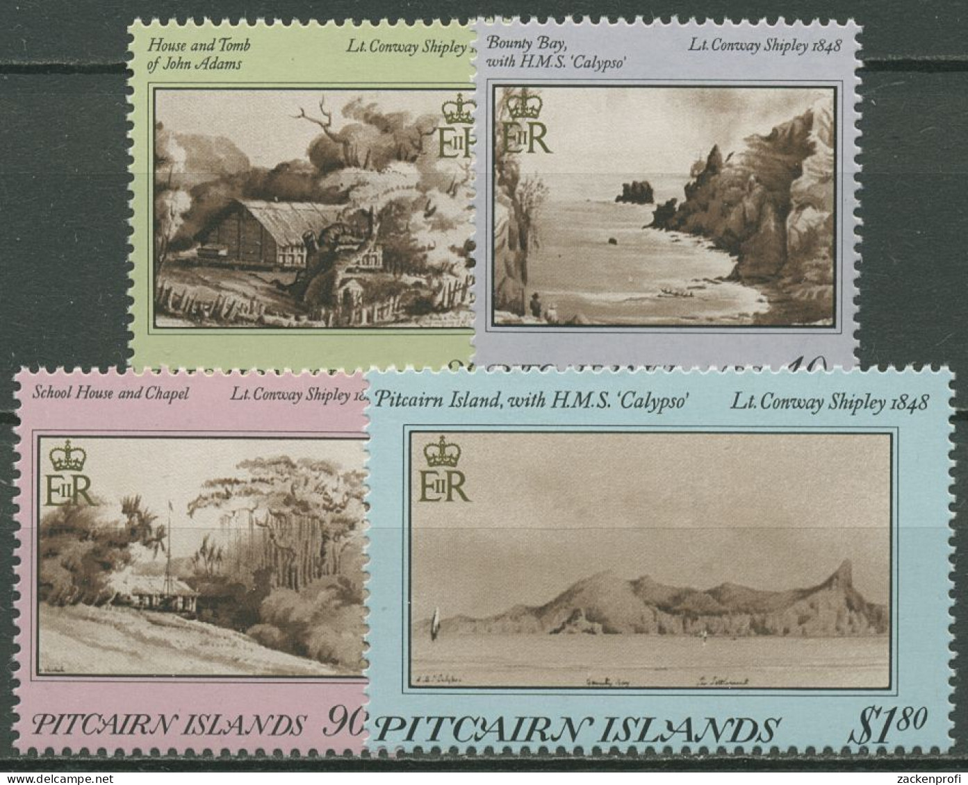 Pitcairn 1987 Gemälde Des 19. Jh. Landschaften 301/04 Postfrisch - Pitcairninsel