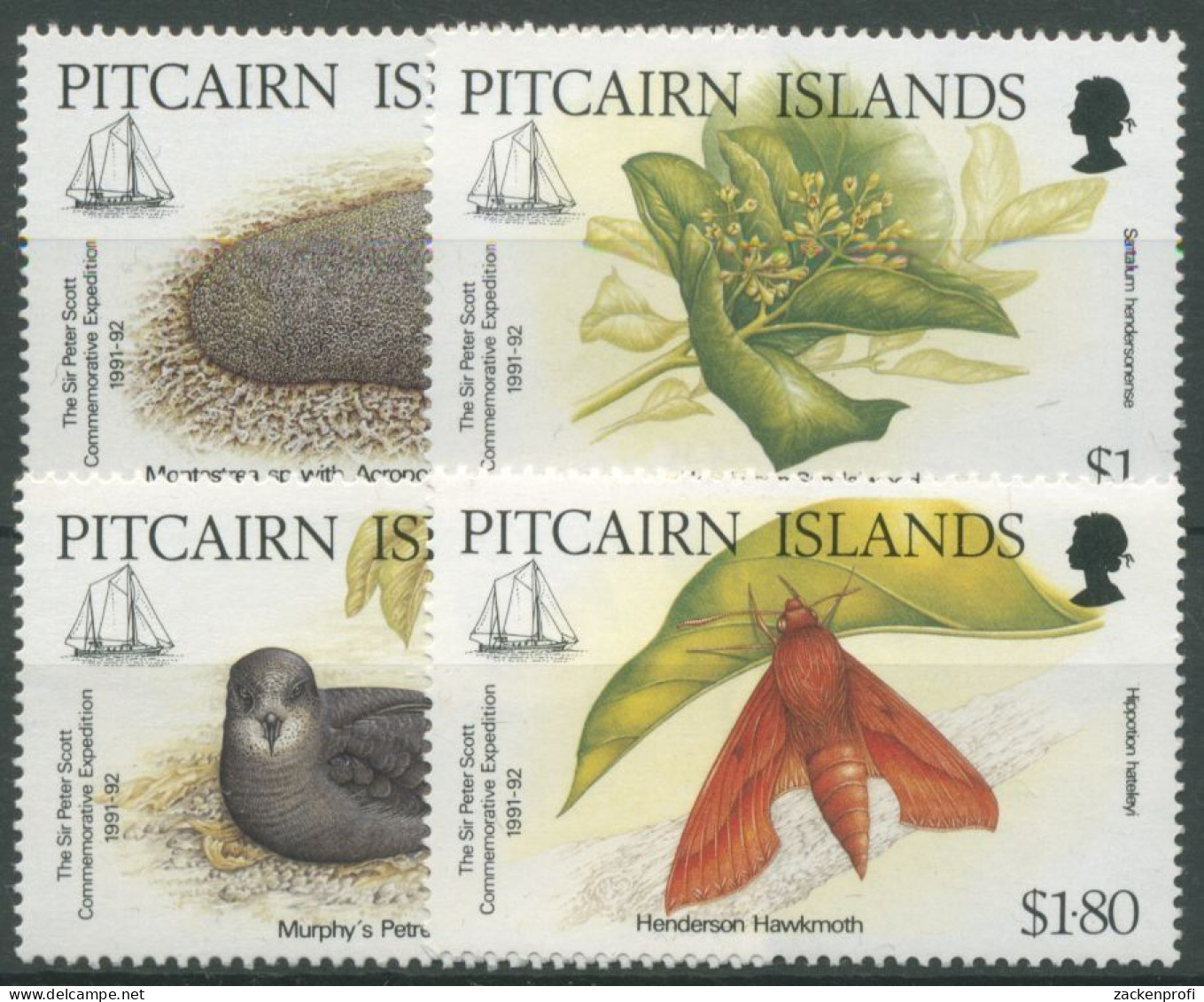 Pitcairn 1992 Peter-Scott-Gedächtnisexpedition Sturmvogel Baum 400/03 Postfrisch - Pitcairneilanden