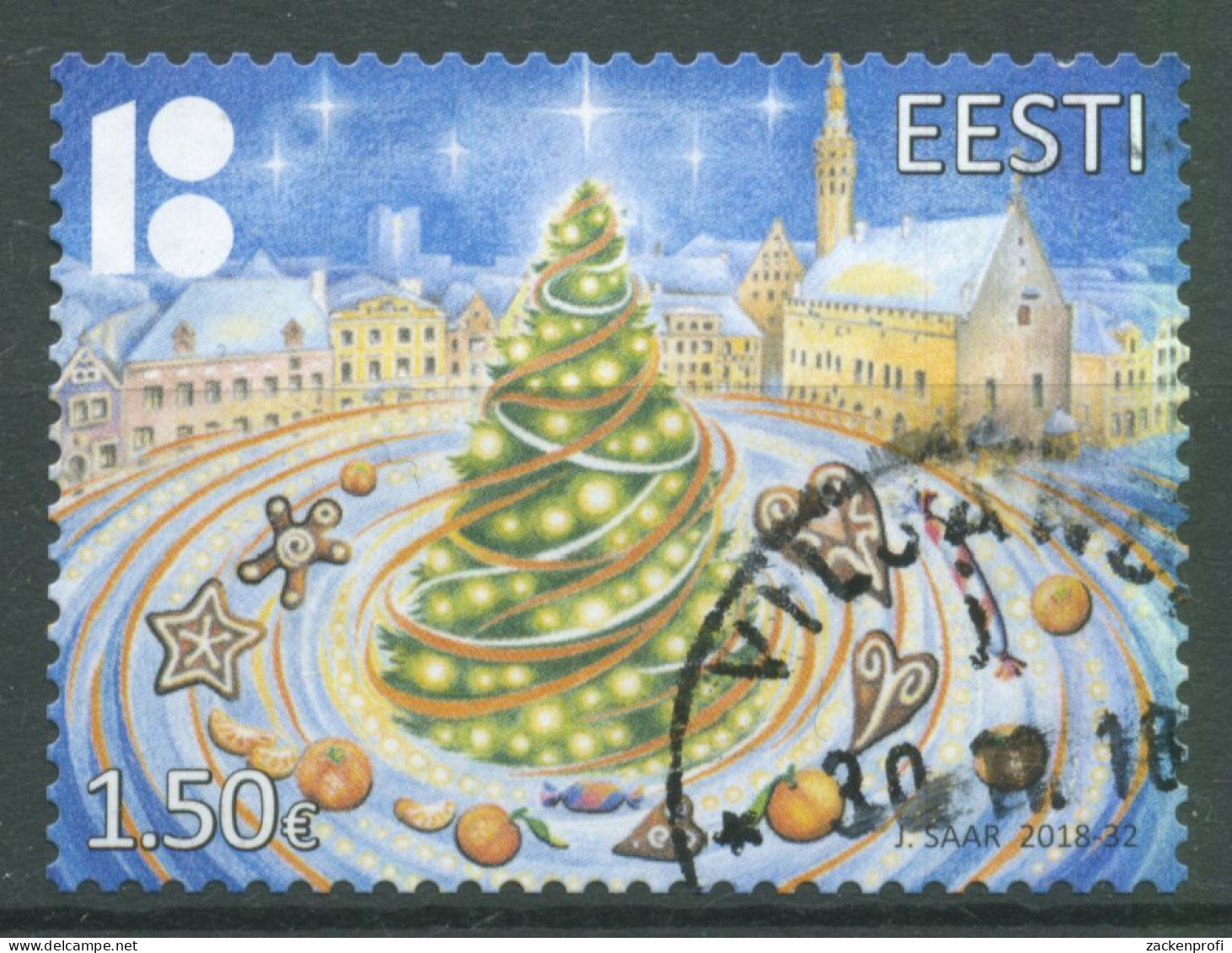 Estland 2018 Weihnachten Rathausplatz Tallin 941 Gestempelt - Estonie