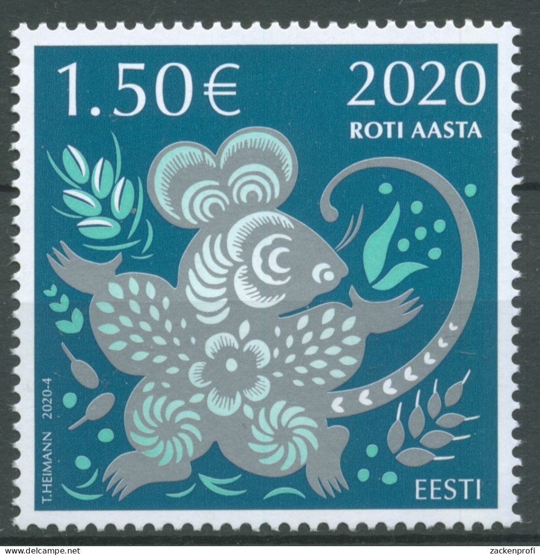 Estland 2020 Chinesisches Neujahr Jahr Der Ratte 974 Postfrisch - Estland