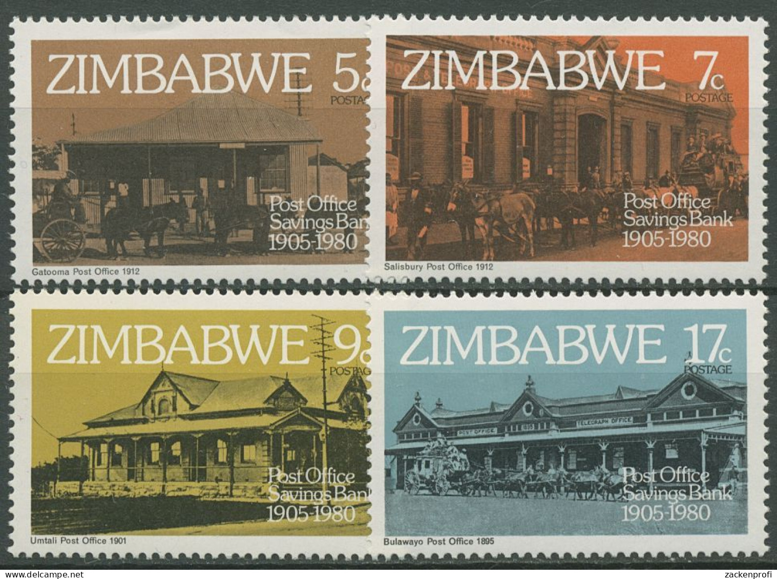 Simbabwe 1980 75 Jahre Postspaarkasse Gebäude 247/50 Postfrisch - Zimbabwe (1980-...)